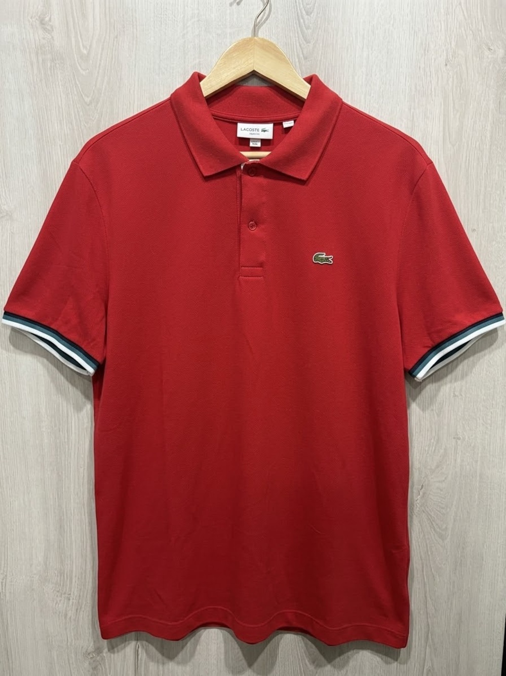 NWT Lacoste Men's Red Short Sleeve Polo Shirt, Size 3X Slim Fit